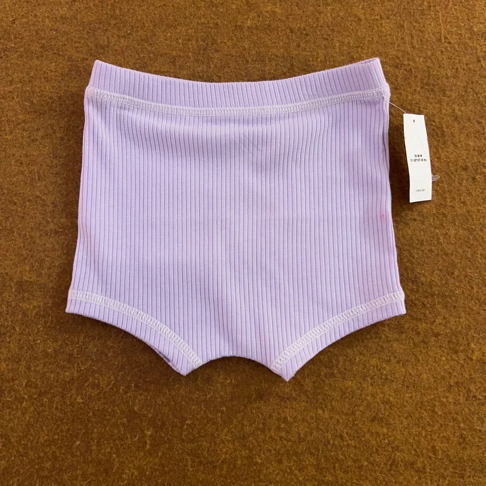 Old Navy Toddler 18-24M Red Purple Checkered Ribbed Biker Shorts 2-Pack New